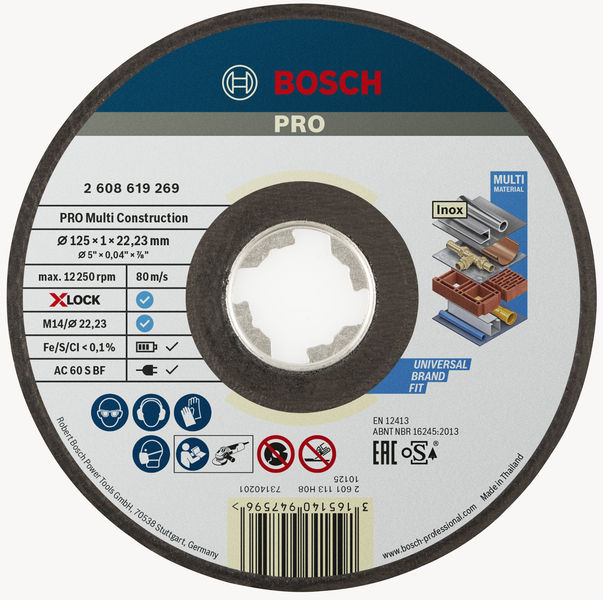 Bosch PRO Multi Material X-Lock Trennscheibe, 125 x 1 x 22,23 mm