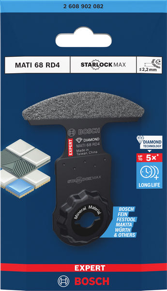 Produktbild Verpackung, granit Schleifscheibe, Schleifpapier Pad, Diamantbeschichtung, Mati 68 RD4, Bosch Starlock MAX