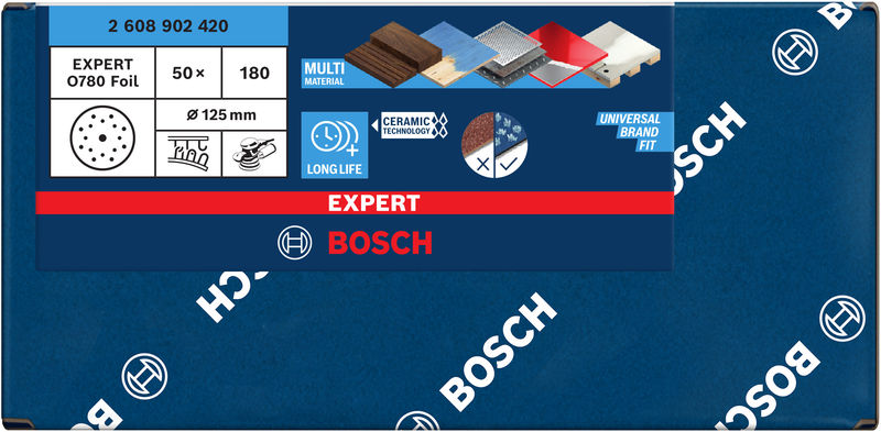 Bosch EXPERT O780 Folienschleifscheibe, 125&nbsp;mm, G180