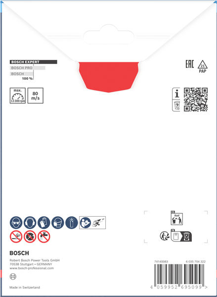 Produktbild Verpackung, cordless angle grinder, bosch accessory, grinder disc, abrasive wheel, tool accessory