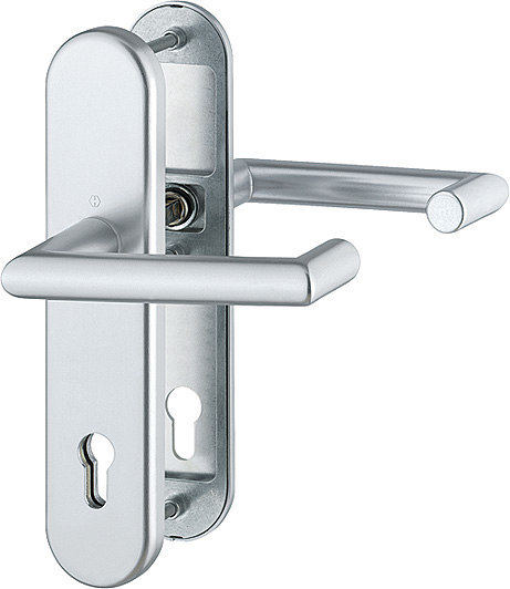 HOPPE FH AP Schutz-Drückergarnitur Rotterdam mit Langschild FS-1401F/3331/3310, Aluminium