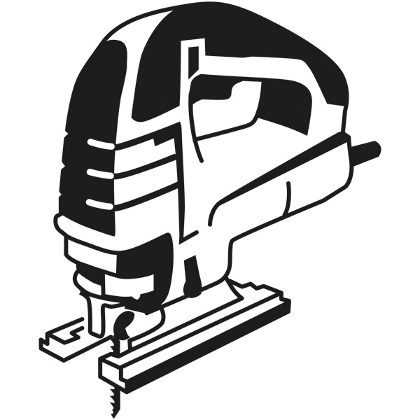 Maschinensymbole, Stichsäge, Sägetisch, Elektrowerkzeug, Baustelle, Schienenführung