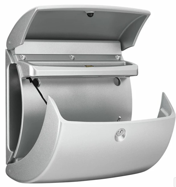 briefcase, mailbox, wandmontiertes, silber, schlossbar