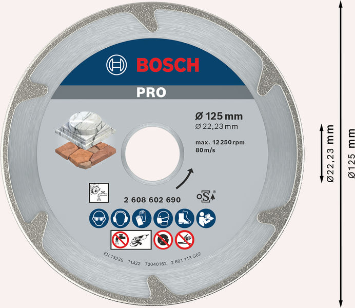 Bosch PRO Marble Diamanttrennscheibe, 125 x 22,23 mm