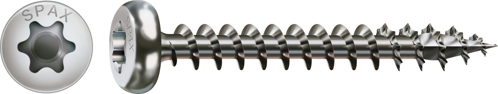 Artikelhauptbild SPAX Universalschraube Edelstahl A2 - Vollgewinde, Halbrundkopf, T-STAR plus, 4CUT, Rostfrei