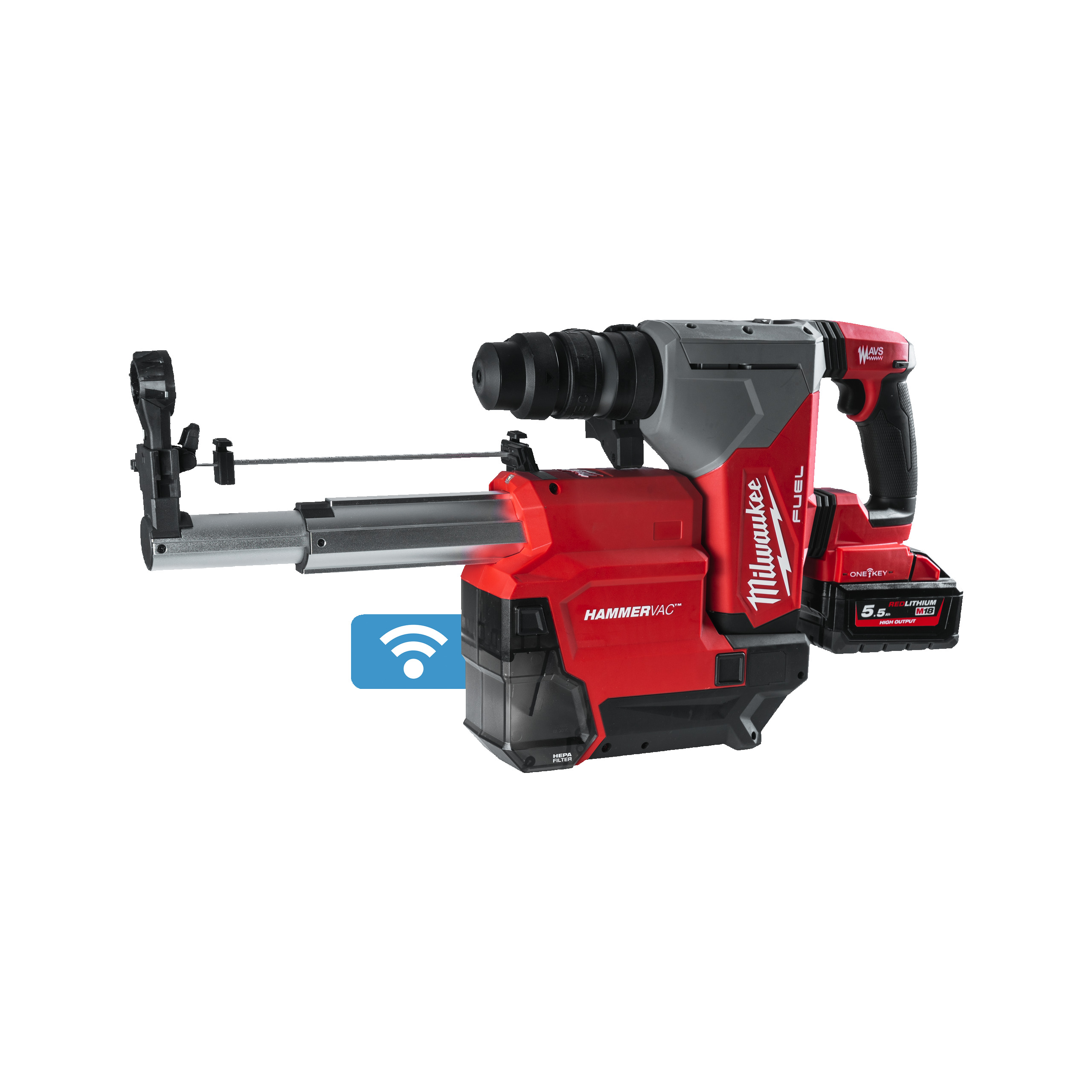 Milwaukee Akku-Kombihammer + Staubabsaugung M18 ONE KEY M18ONEFHPXDEL-552C