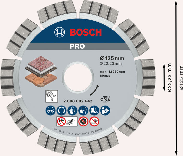 Bosch PRO Multi Material Diamanttrennscheibe, 125 x 22,23 mm