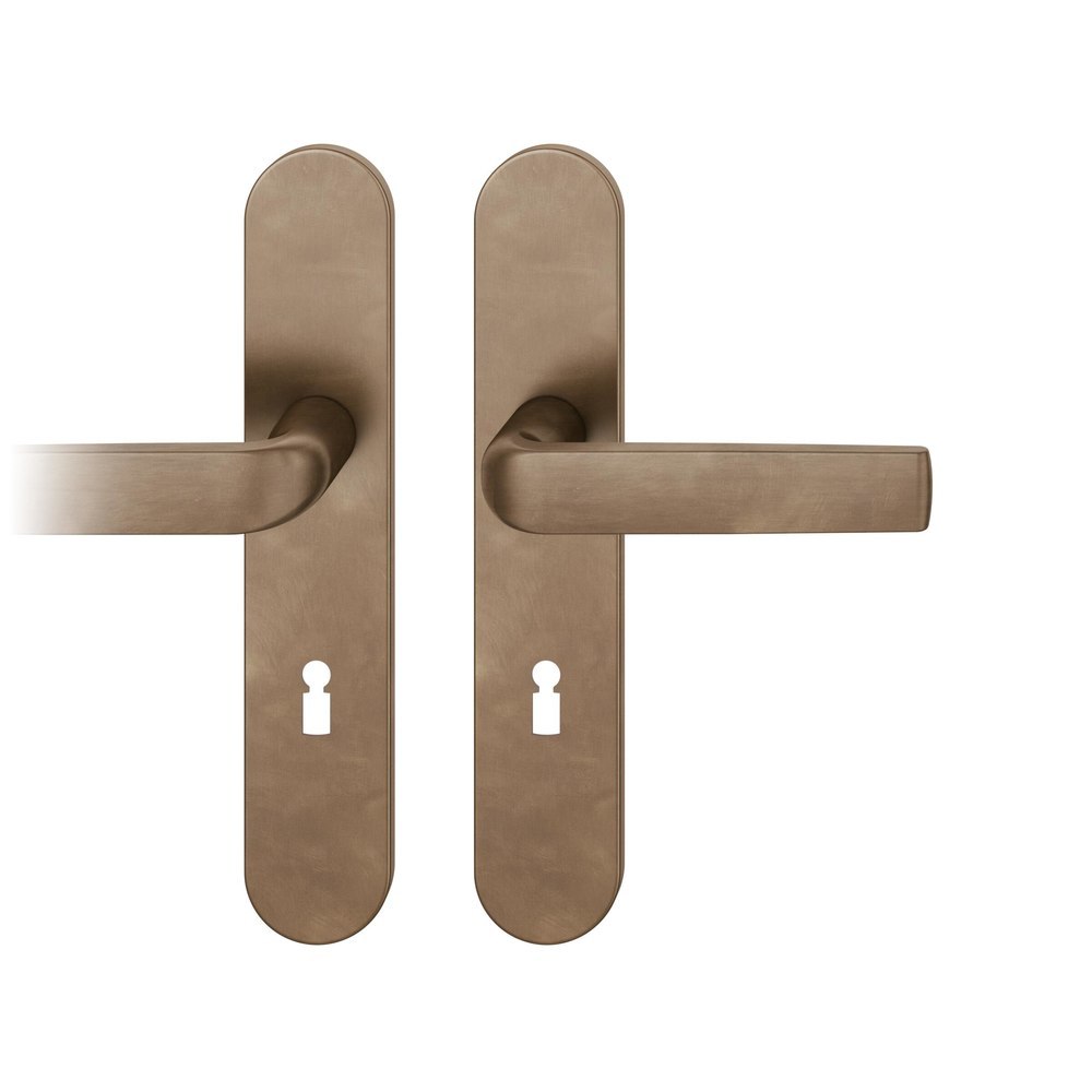 FSB Drückergarnitur mit Langschild 12 1267, VK 8, oval, mit Nocken, Bronze