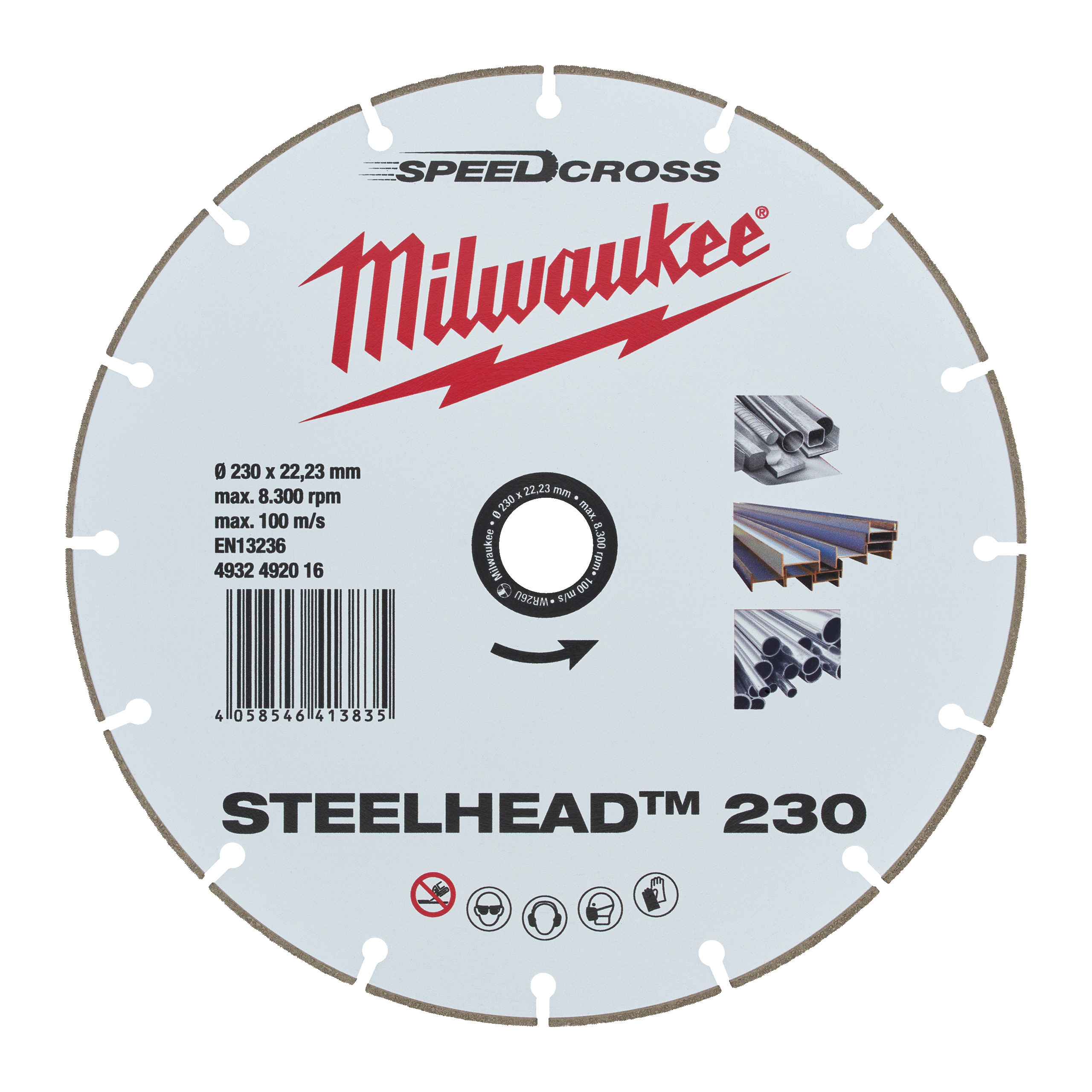 Milwaukee Diamanttrennscheibe für Stahl, Edelstahl und Beton DH STEELHEAD 230 mm
