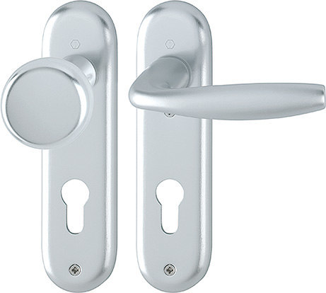 HOPPE Wechselgarnitur New York mit Kurzschild 53/273KP/1810, Aluminium