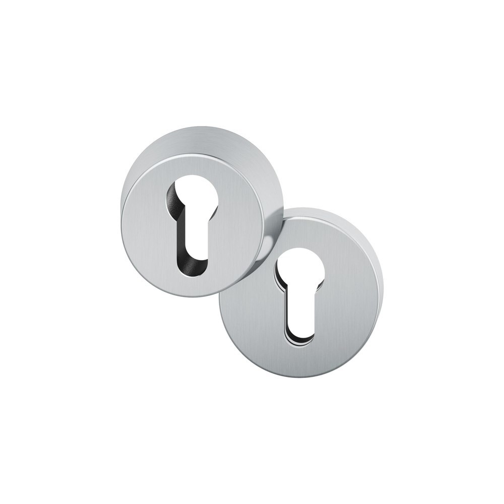 FSB Schutzrosetten-Satz 73 7392, aufliegend, rund, 10mm, ohne Zylinderabdeckung/Profilzylinder gelocht, edelstahl fein matt, Türstärke 67 - 69mm, Durchmesser Rosette (außen) 53mm