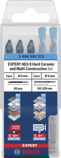 Produktbild Verpackung, Schruppbohrer, Bohrer, Kernbohrer, Hex-9 Set, Keramik/Mehrzweck