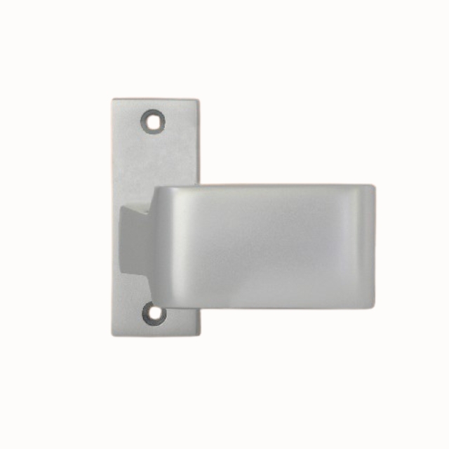 OGRO Türknopf PB 3023VF, M8 Gewinde, gekröpft, auf eckiger Rosette, Verschraubung sichtbar, feststehend - Aluminium F7