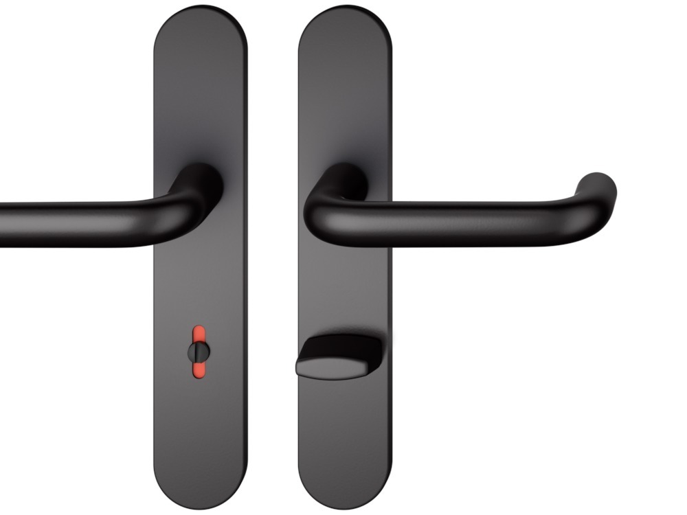 FSB Drückergarnitur mit Langschild 12 1070, VK 8, oval, mit Nocken, Aluminium