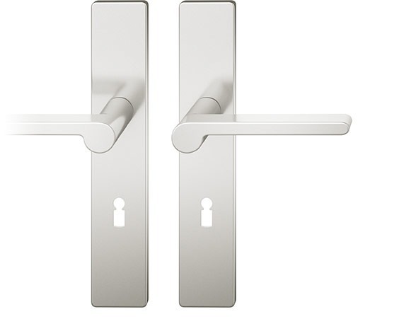 FSB Drückergarnitur mit Langschild 12 1021, VK 8, Haustür, eckig, mit Nocken, Aluminium