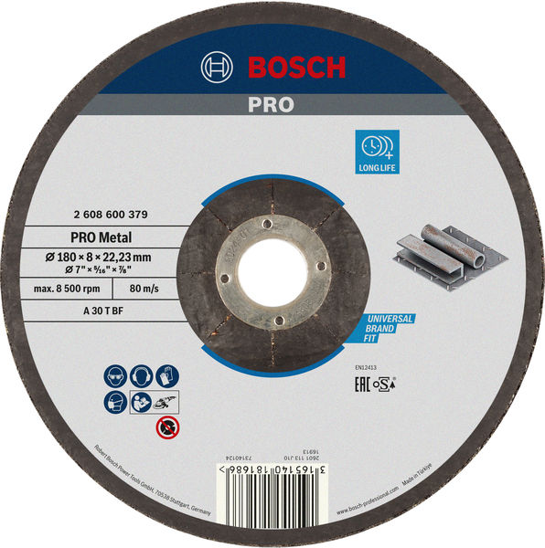 Bosch PRO Metal Schleifscheibe, 180 x 8 x 22.23 mm