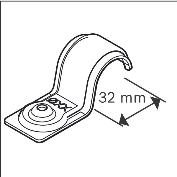 Bild der Produktabmessungen, Metallwinkel, 32 mm, Montageclip, Scharnierbügel, Beschläge