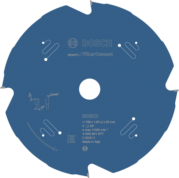 Bosch Kreissägeblatt Expert for Fiber Cement 168&nbsp;x 20&nbsp;x 1,8/1,2&nbsp;mm, T4