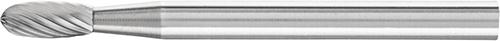 Hartmetall-Kleinfrässtift mit 3-mm-Schaft, Tropfenform TRE, Zahnung 5