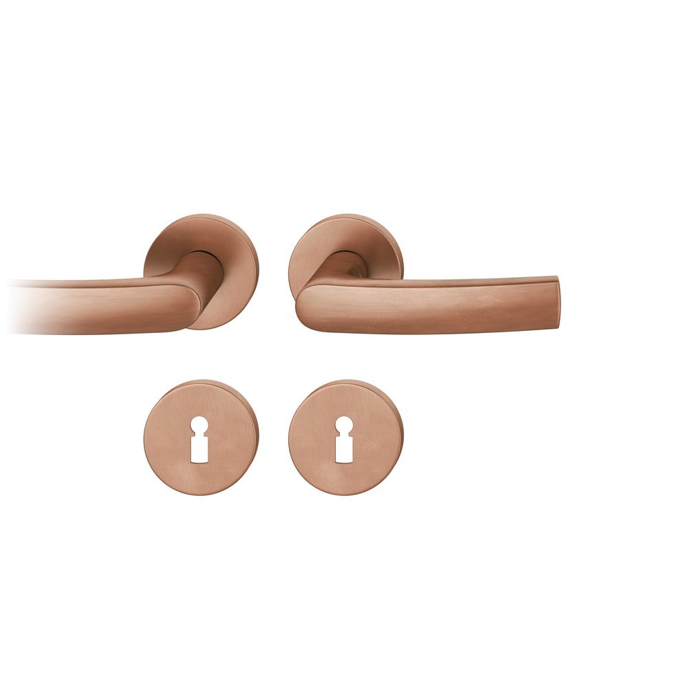 FSB Drückergarnitur 12 1015, Rosette, rund, Buntbart gelocht, Vierkant 8mm, DIN Links-Rechts, Türstärke 39 - 58mm, mit Stütznocken, hellbronze patiniert gewachst Adapter-Standardlager