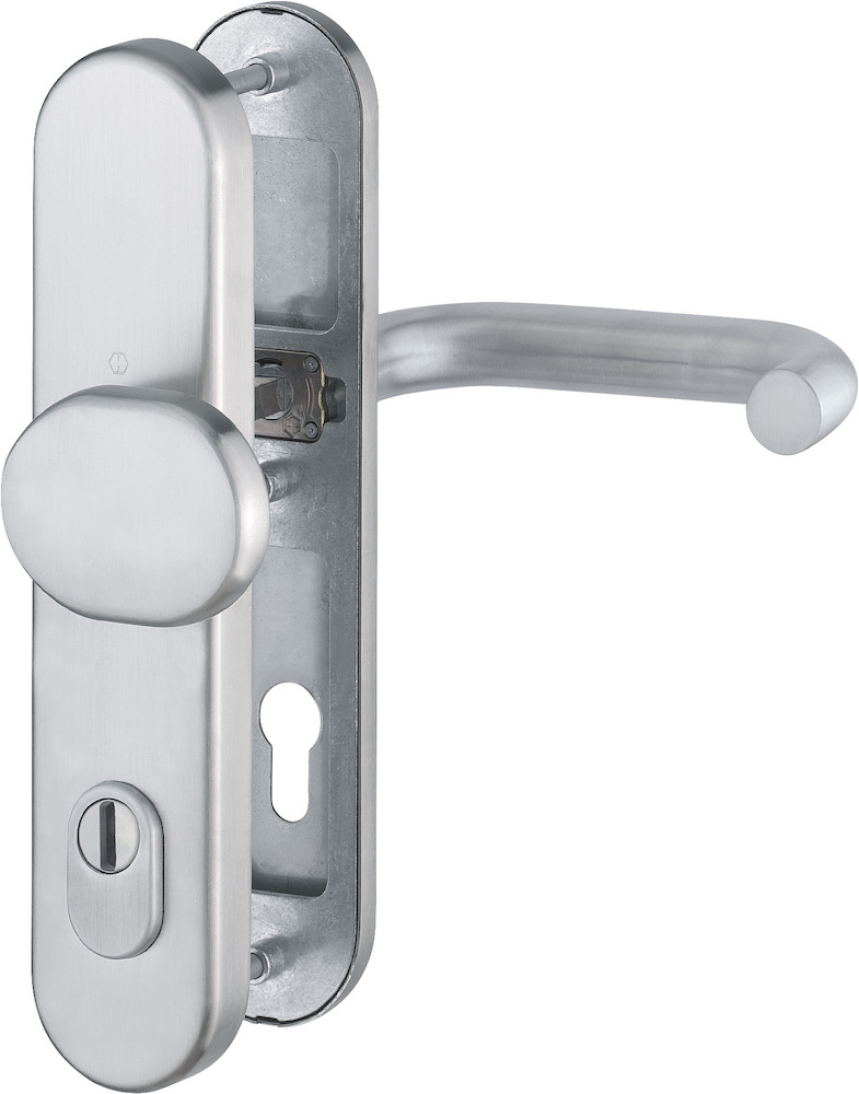 HOPPE Schutz-Wechselgarnitur mit Langschild Paris E86G/3332ZA/3310/138Z, 10/92 mm, ES 1 (SK2), Edelstahl