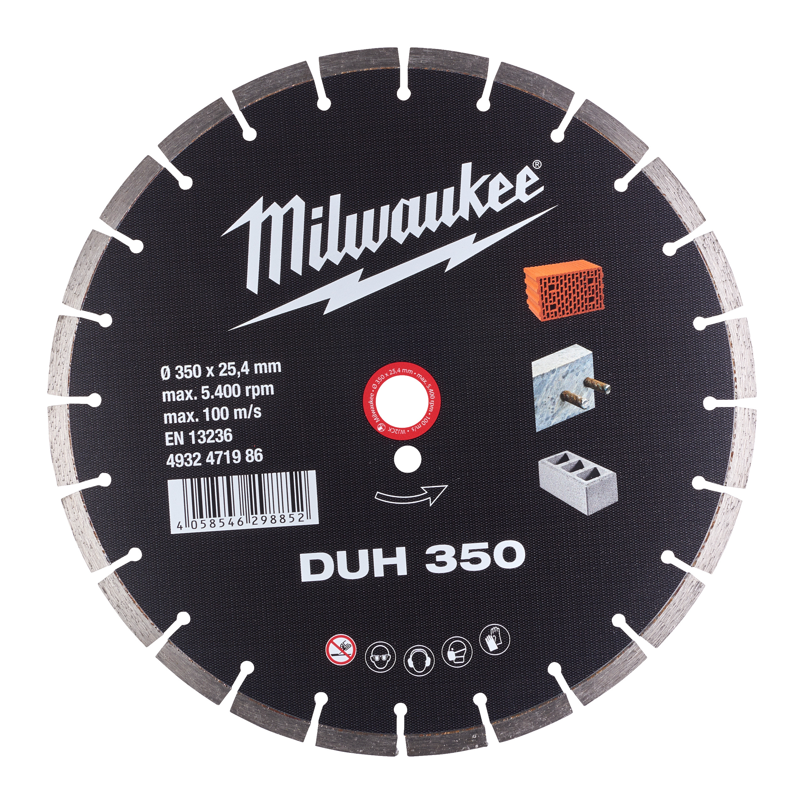 Milwaukee Diamanttrennscheibe für harte Materialien DUH 350 mm