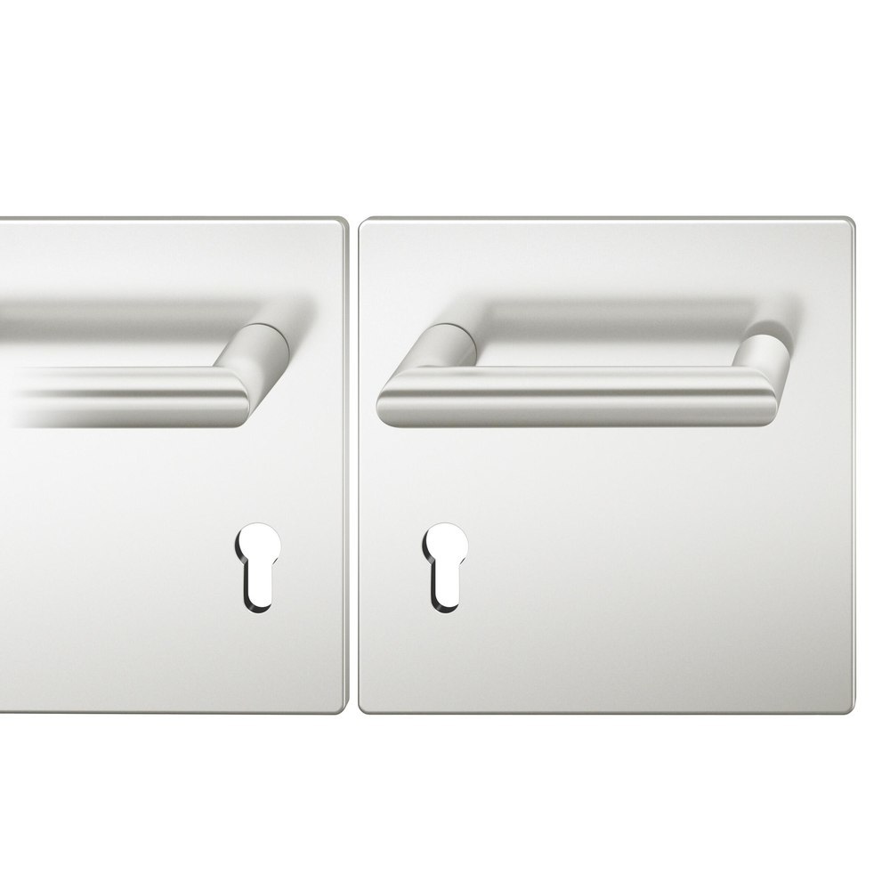 FSB Drückergarnitur 72 1016, Breitschild, eckig, Profilzylinder gelocht, Entfernung 72mm, Vierkant 8mm, DIN Links, Türstärke 39 - 48mm, Befestigungstechnik mit Stütznocken, silber, naturfarben, eloxiert, AGL3