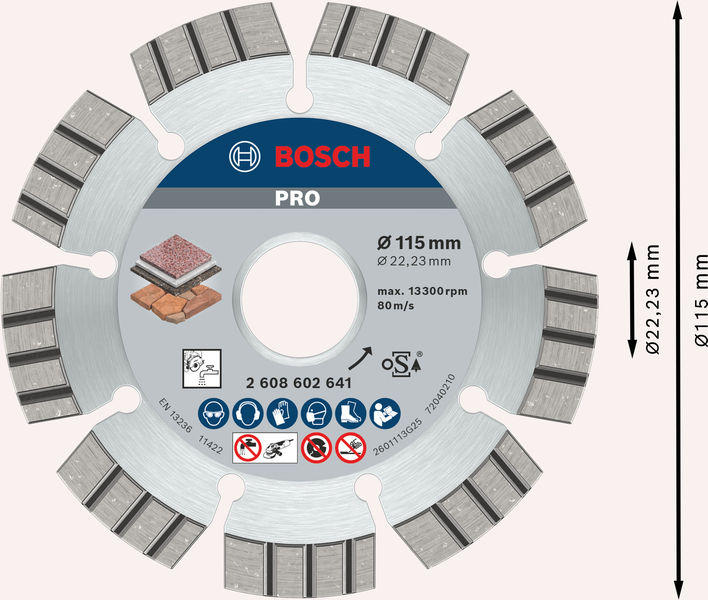 Bosch PRO Multi Material Diamanttrennscheibe, 115 x 22,23 mm
