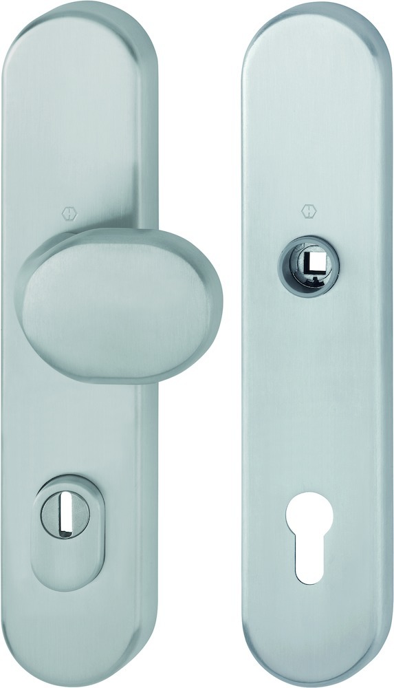 HOPPE Schutz-Wechselgarnitur mit Langschild E86G/3332ZA/3310, ohne Lochteil, ES2, 8/10/92 mm, Edelstahl