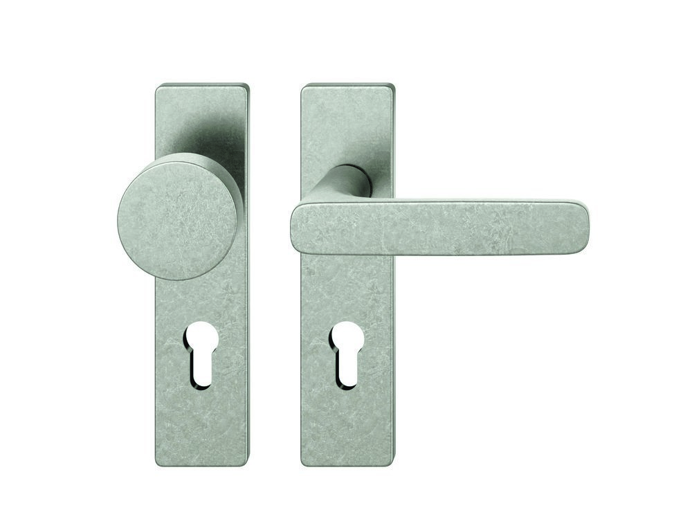 FSB Wechselgarnitur 12 1289, Kurzschild eckig, Profilzylinder gelocht, Entfernung 72mm, Vierkant 8, DIN Links-Rechts, Türstärke 39 - 58mm, mit Stütznocken, silber eloxiert, Adapter-Standardlager