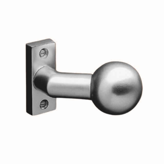 OGRO Türknopf PB3548, 8 mm Vierkant, gekröpft, Kugelform, festdrehbar,  auf eckiger Rosette - Aluminium F7