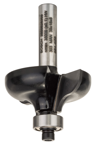 Bosch Kantenformfräser F, 8 mm, R1 6,35 mm, D 38 mm, L 15,7 mm, G 57 mm