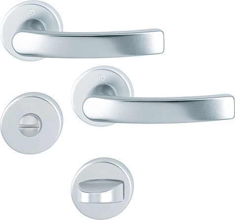 Türgriff, Hebelgriff, Chrom-Finish, runde Rosette, flacher Griff