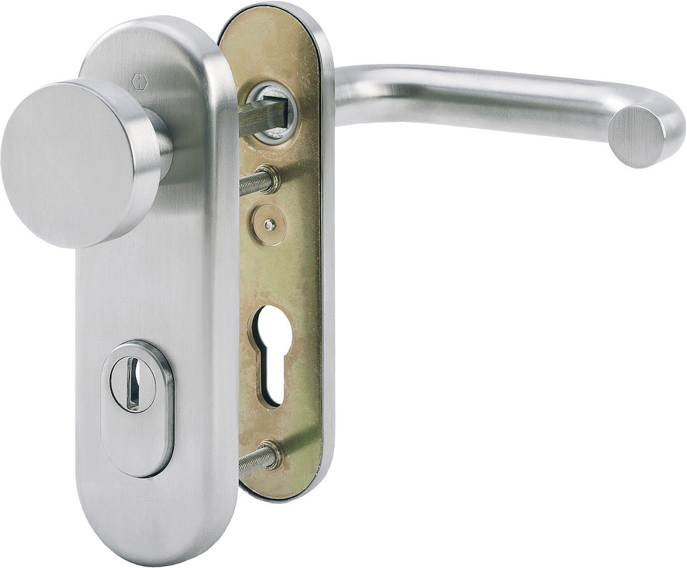 HOPPE Schutz-Wechselgarnitur mit Kurzschild Paris E58/3332KZA/353K-1/138Z, Edelstahl