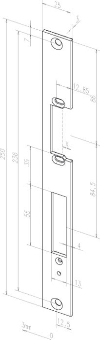 Flachschließblech effeff für Türöffner 054, Stahl