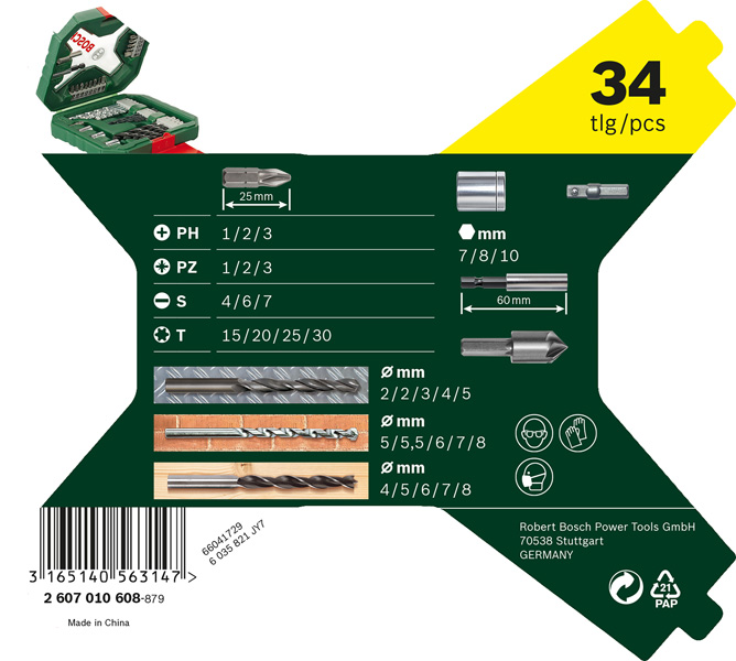 Bosch X-Line Classic Bohrer- und Schrauber-Set, 34-teilig