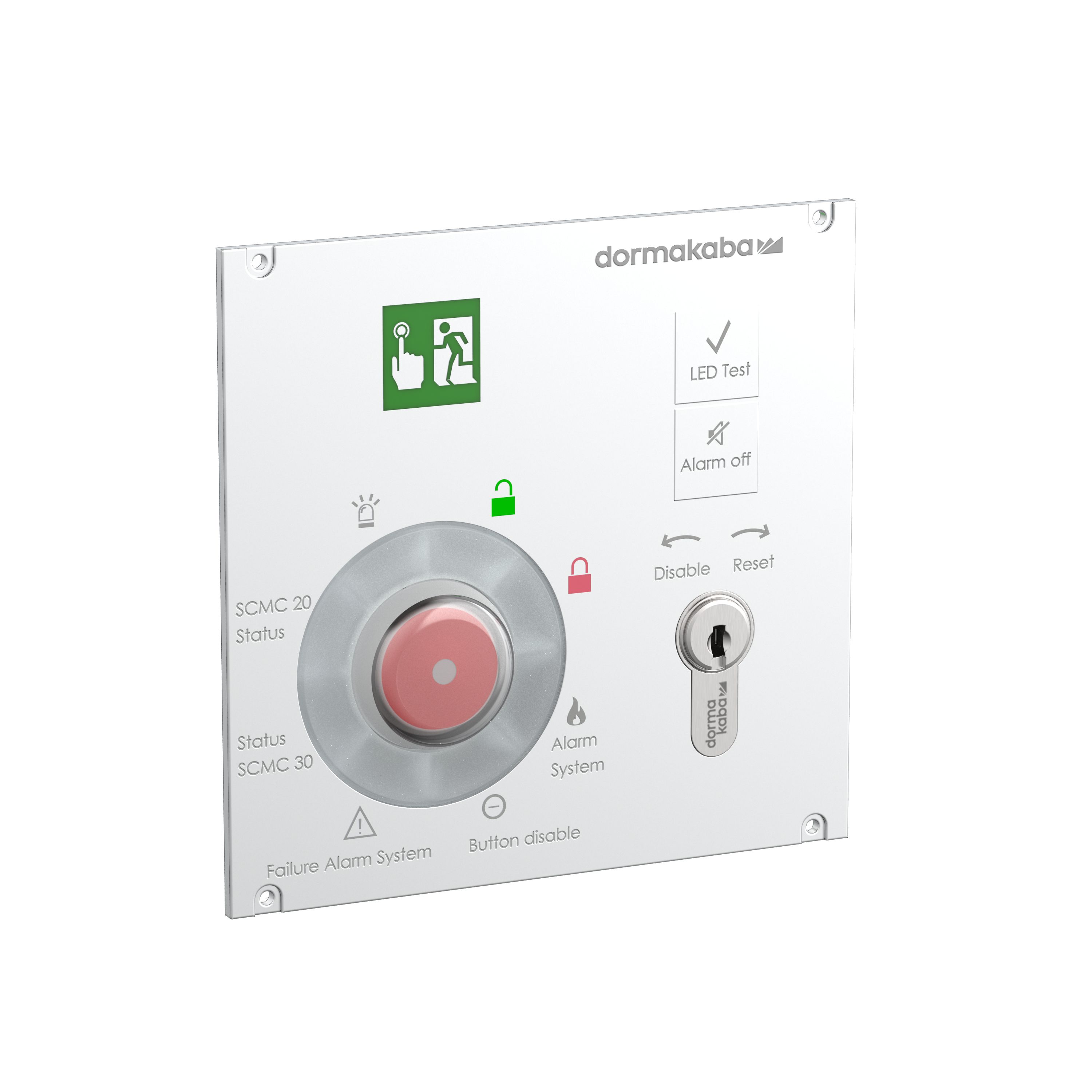Not-Aus-Schalttafel, Alarmsystem, Rundknopf, Metallpanel, LED-Test