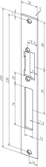 Flachschließblech effeff für Türöffner 62B, Edelstahl