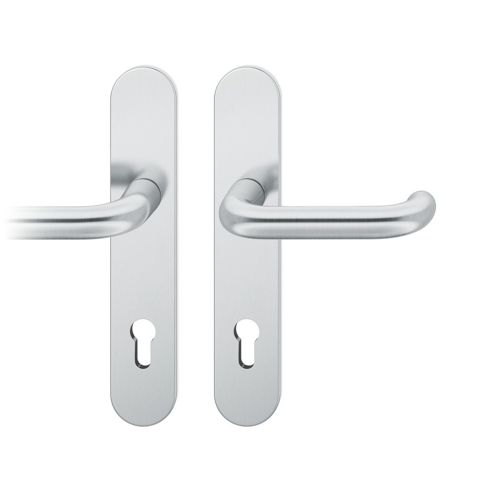 FSB Drückergarnitur mit Langschild 12 1146, VK 8, Haustür, oval, mit Nocken, Edelstahl