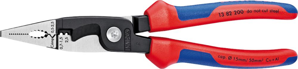 KNIPEX Elektroinstallationszange  poliert mit 2-Komponenten-Griffen 200mm