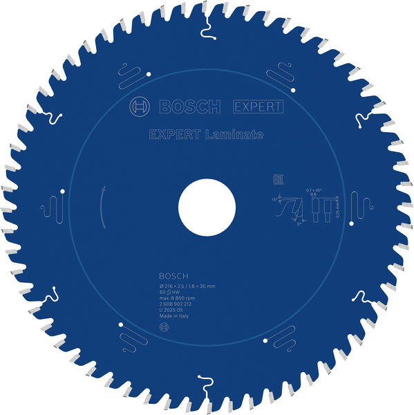 Produktbild, Circular saw blade, Bosch Expert, Carbide teeth, Blue finish, Made in Italy