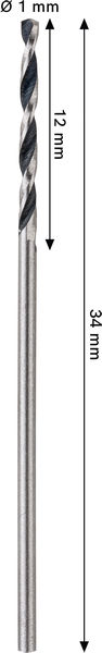 Bild der Produktabmessungen, Bohrer, Spiralbohrer, Metall, Schwarz-Weiß, Spiralbohrer 2-Flöte