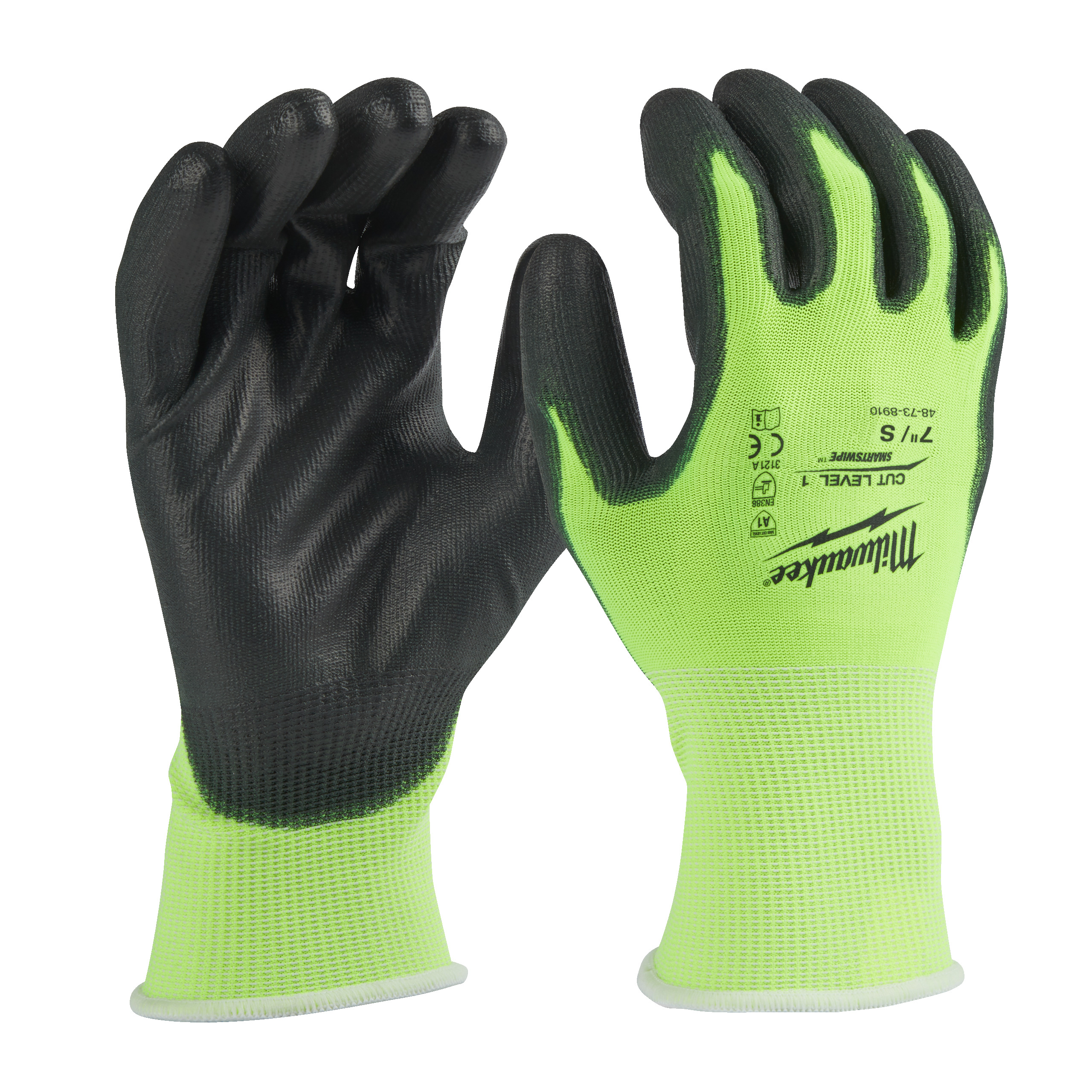 Arbeitshandschuhe, Rutschfeste Handschuhe, Nitril-Handschuhe, Hi-Vis-Grundlage, Größe S
