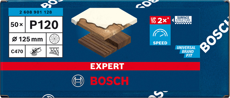 Bosch EXPERT C470 Schleifpapier Mehrloch für Exzenterschleifer, 125&nbsp;mm, K 220, 50-tlg.