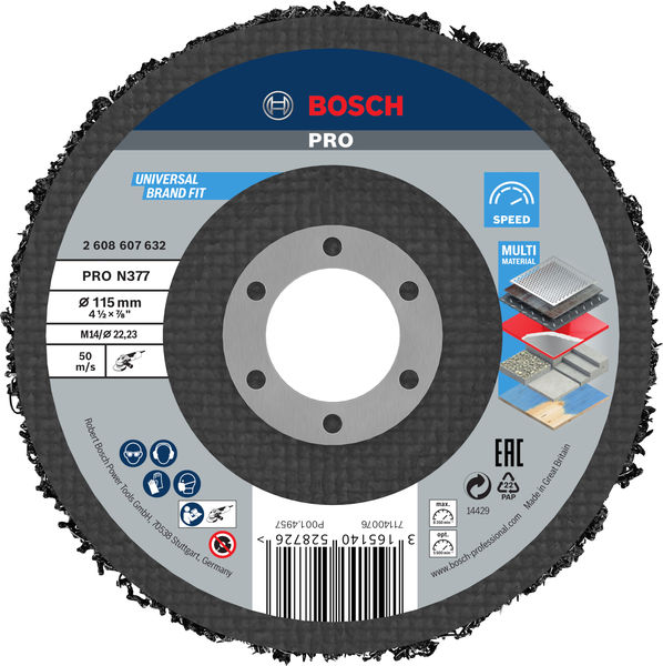 Bosch PRO N377 Multi Material Reinigungsscheibe, 115 mm, 22,23 mm