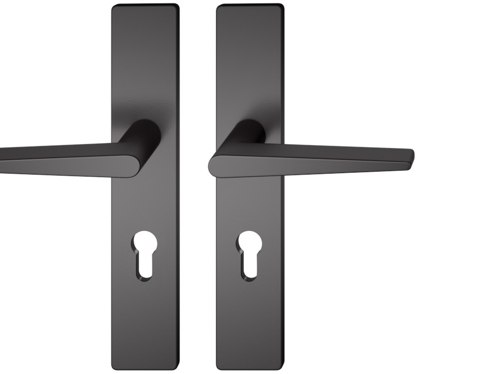 FSB Drückergarnitur mit Langschild 12 1005, VK 8, eckig, mit Nocken, Aluminium