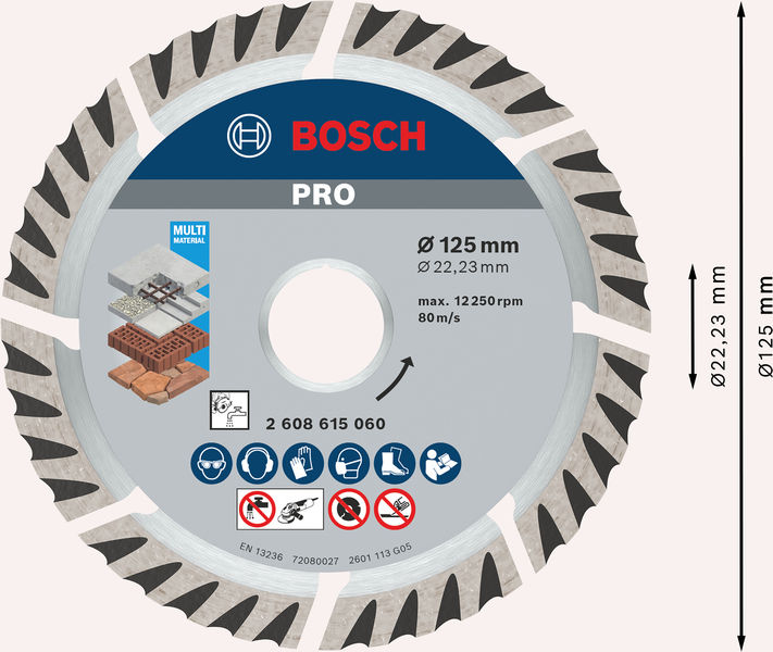 Bosch PRO Multi Material Diamanttrennscheibe, 125 x 22,23 mm