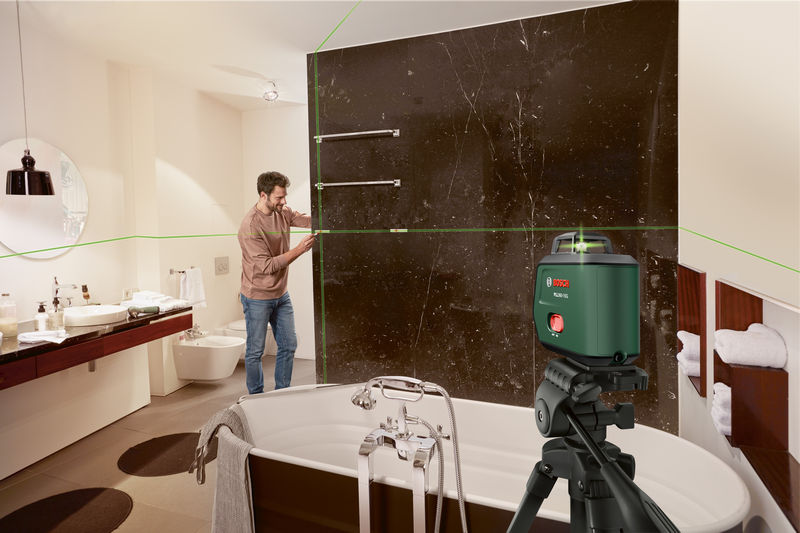 Anwendungsbild, Badezimmer, Bauarbeiten, Laser, Wasserwaage, Stativ
