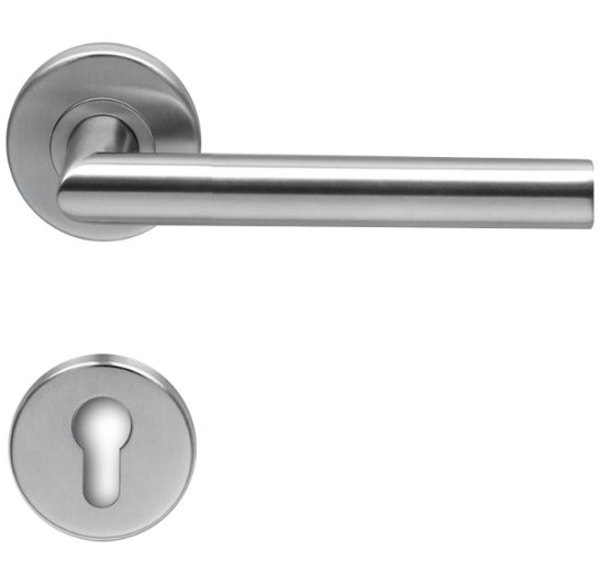 HELO FH-Drückergarnitur mit Rosetten rund EST.ZG FS 21, VK 9, Edelstahl