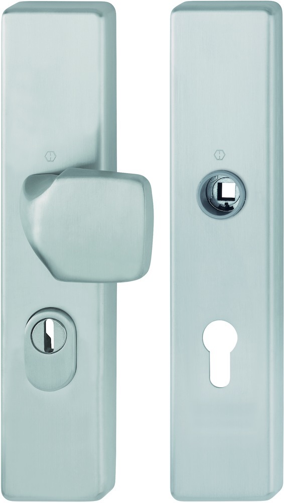 HOPPE Schutz-Wechselgarnitur mit Langschild E61G/2222ZA/2210, ohne Lochteil, 8/72 mm, ES 1 (SK2), Edelstahl